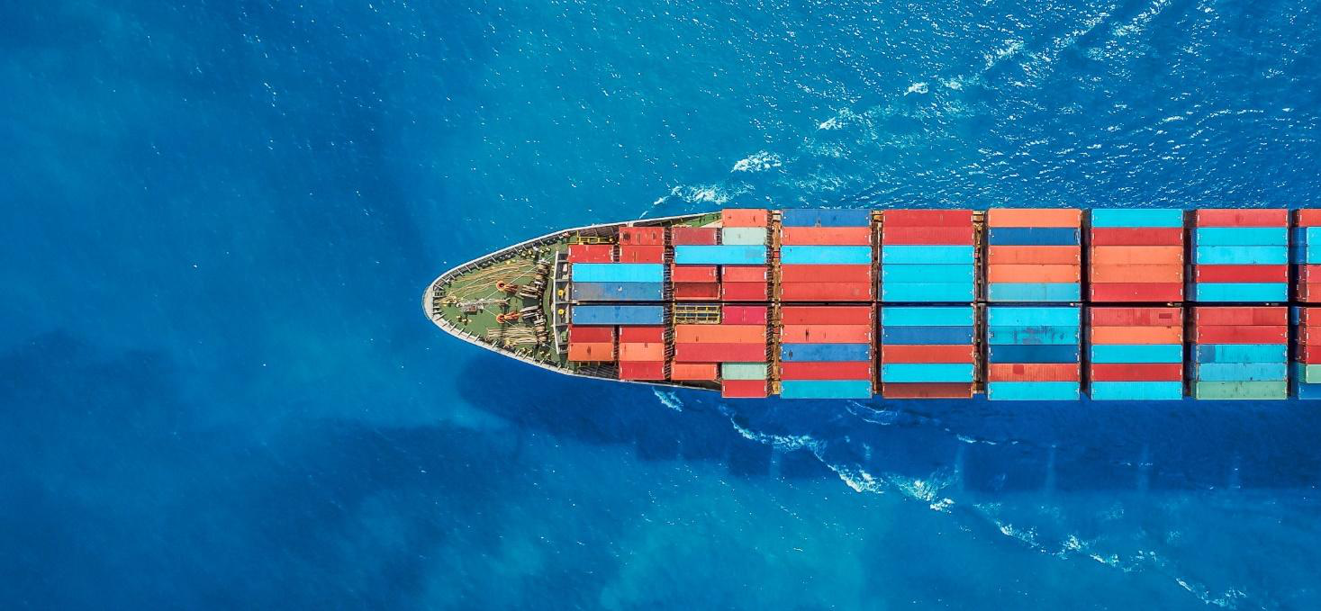 Container ship at sea