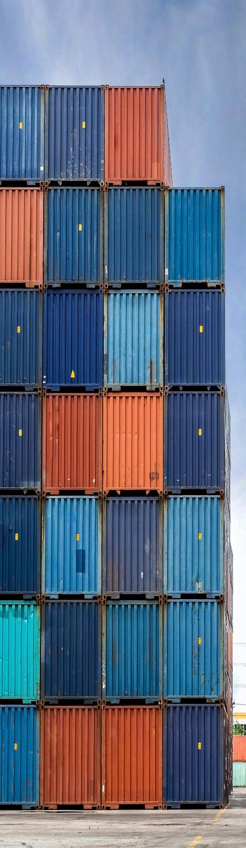 Stacked shipping containers